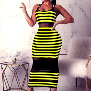 Neon Yellow Mesh Dress